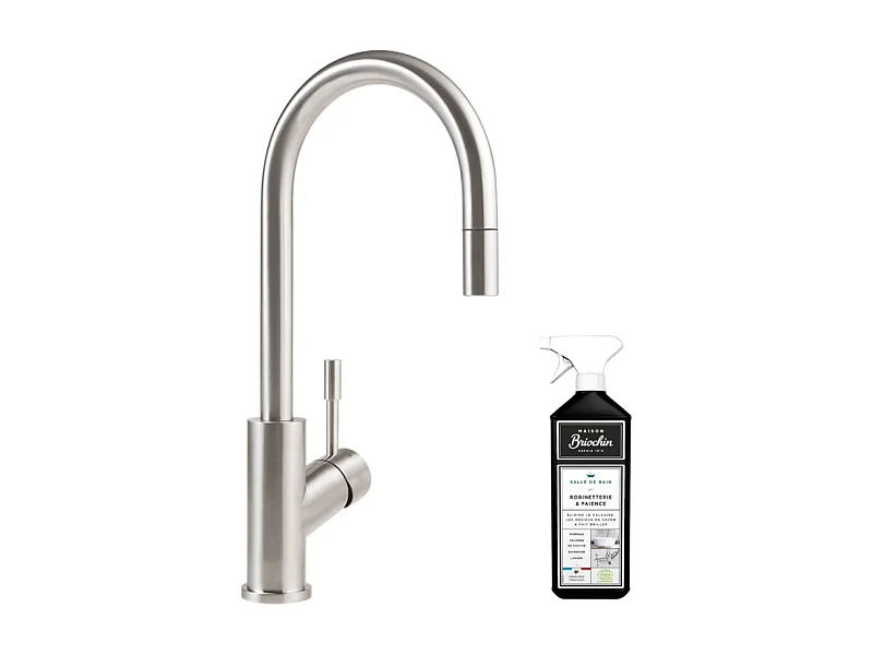 Robinet cuisine VILLEROY ET BOCH Umbrella flex acier massif + nettoyant