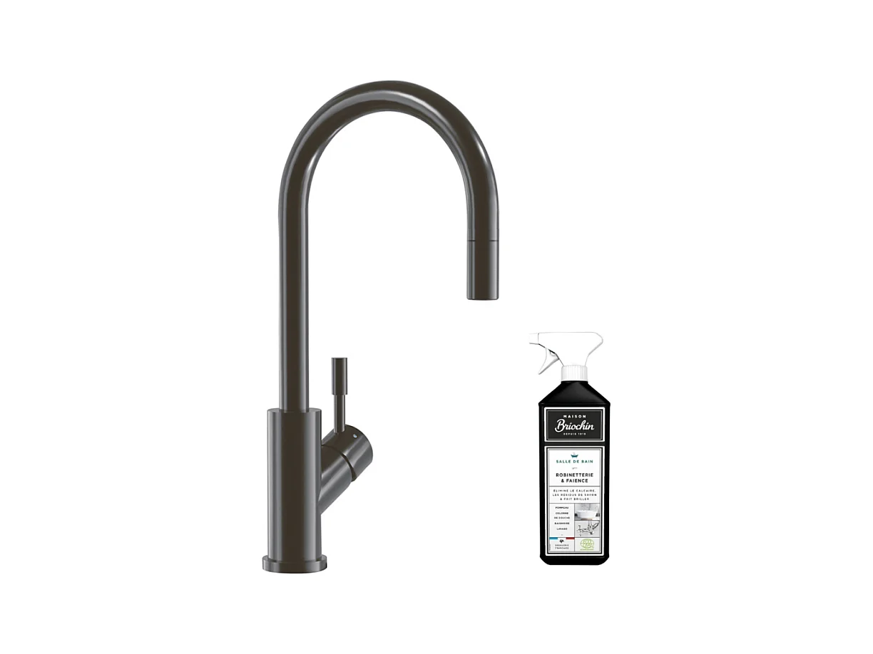Robinet cuisine VILLEROY ET BOCH Umbrella flex anthracite + nettoyant