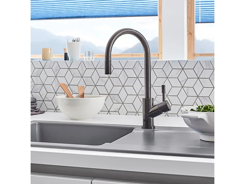 Robinet cuisine VILLEROY ET BOCH Umbrella flex anthracite + nettoyant