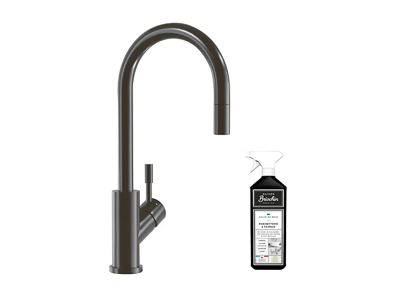 Robinet cuisine VILLEROY ET BOCH Umbrella flex anthracite + nettoyant