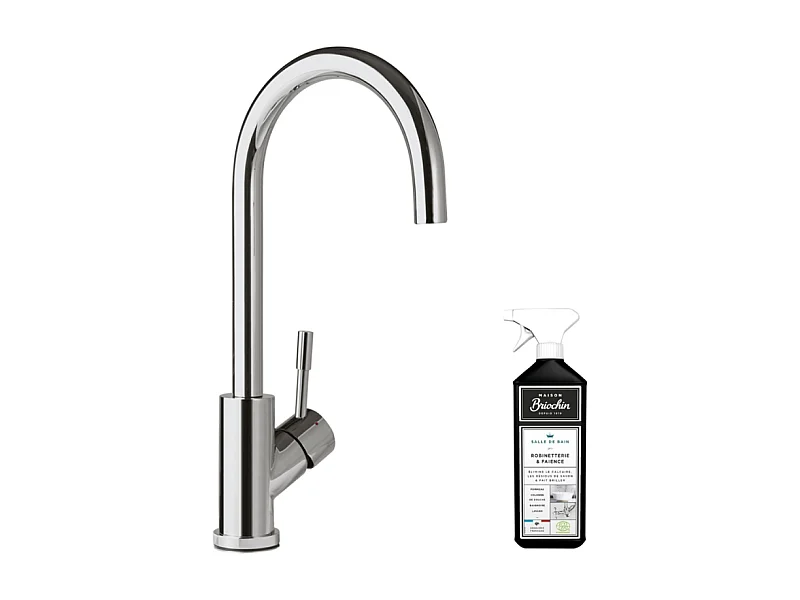 Robinet cuisine VILLEROY ET BOCH Umbrella acier massif poli + nettoyant