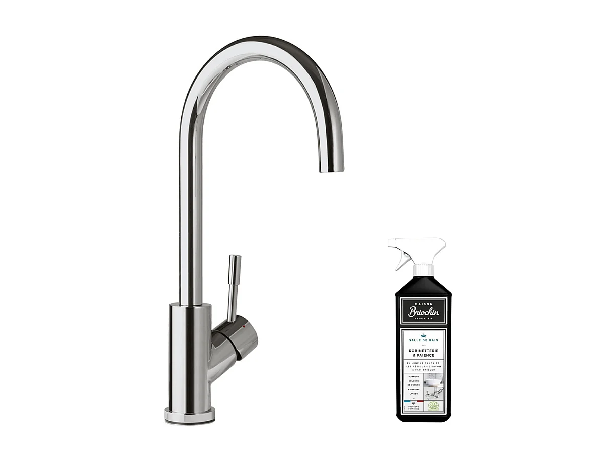 Robinet cuisine VILLEROY ET BOCH Umbrella acier massif poli + nettoyant