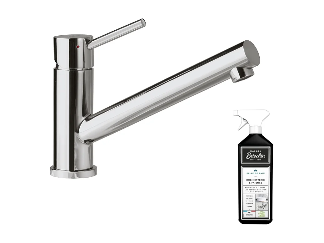 Robinet cuisine VILLEROY ET BOCH Como Acier massif poli + nettoyant