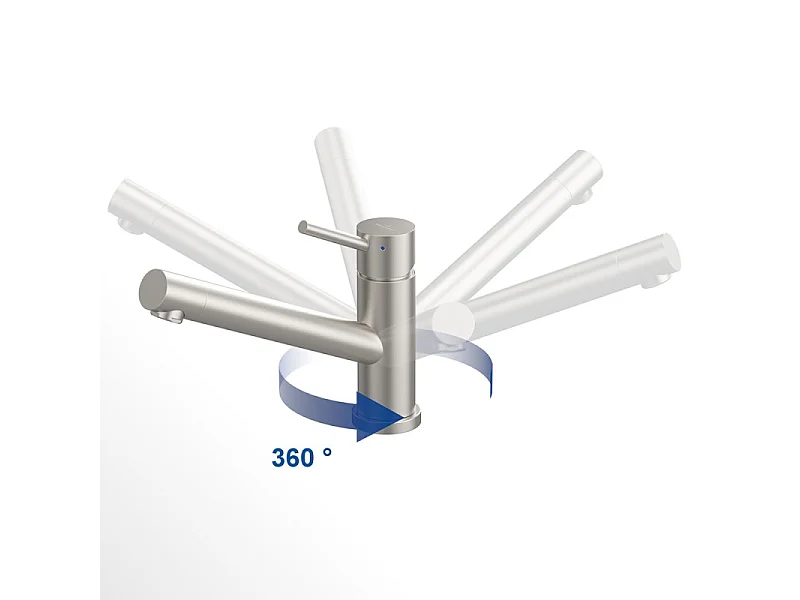 Robinet cuisine VILLEROY ET BOCH Como Acier massif poli + nettoyant