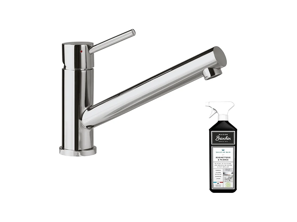 Robinet cuisine VILLEROY ET BOCH Como Acier massif poli + nettoyant