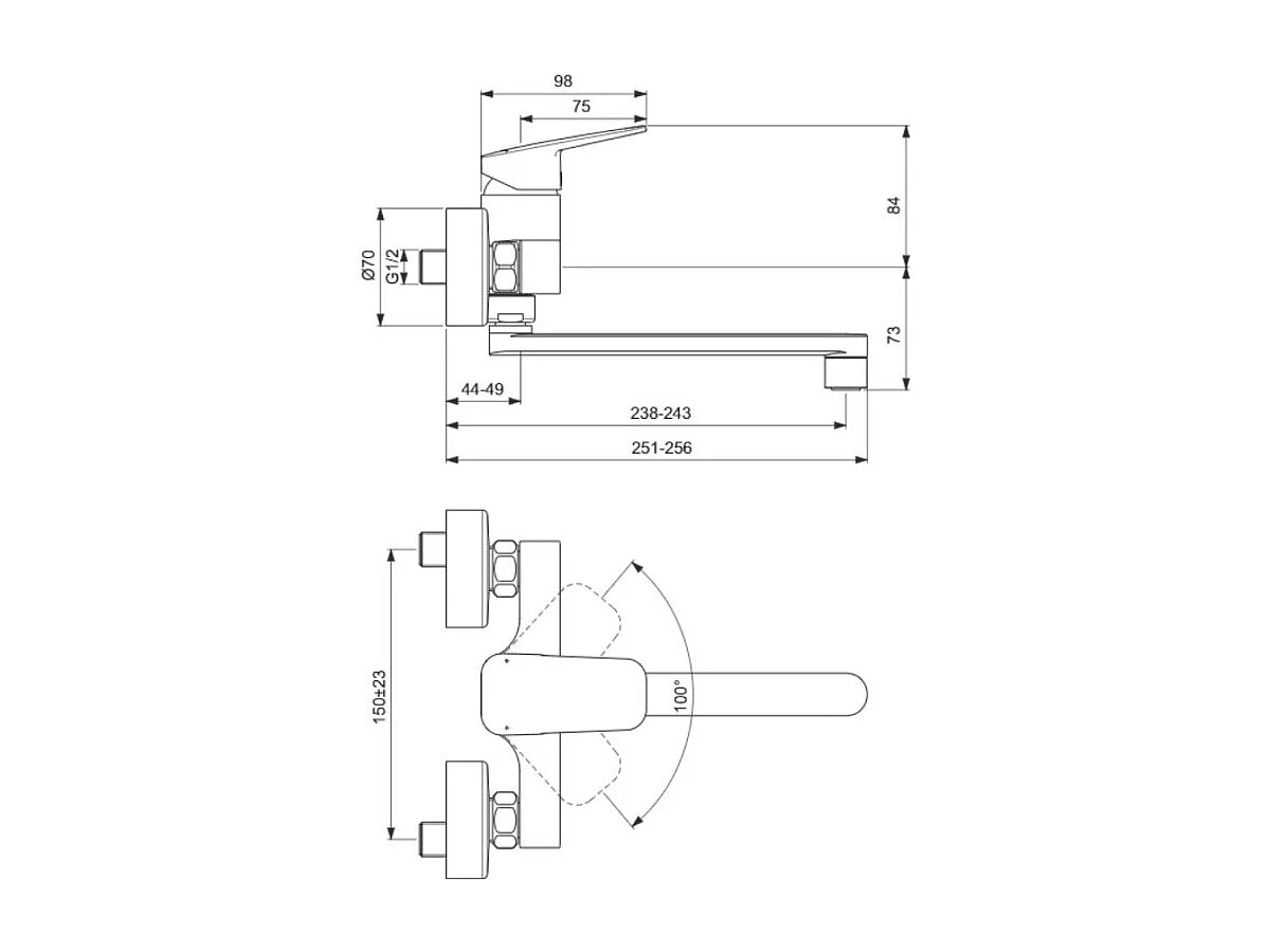 Robinet de cuisine mural IDEAL STANDARD Ceraplan + Nettoyant