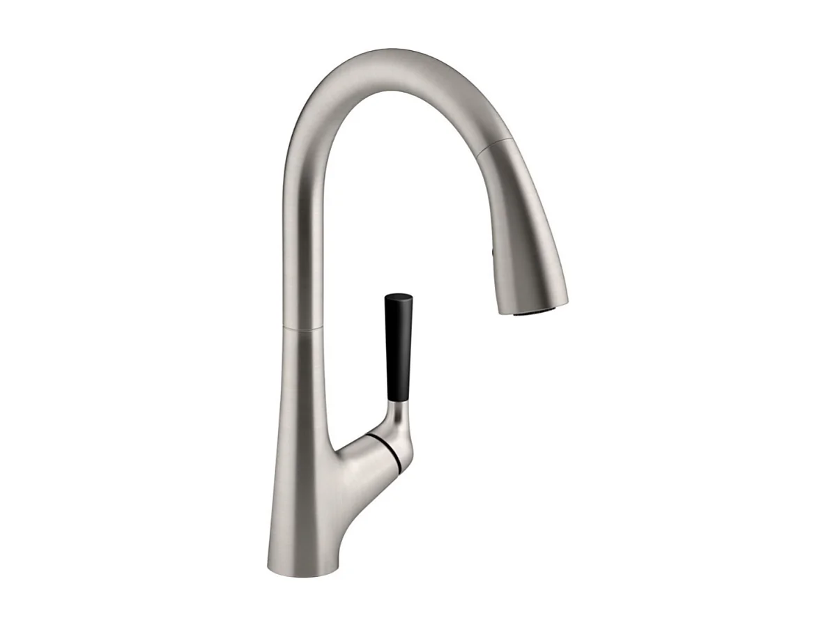 JACOB DELAFON Mitigeur cuisine Malleco Bec haut inox brossé douchette extractible