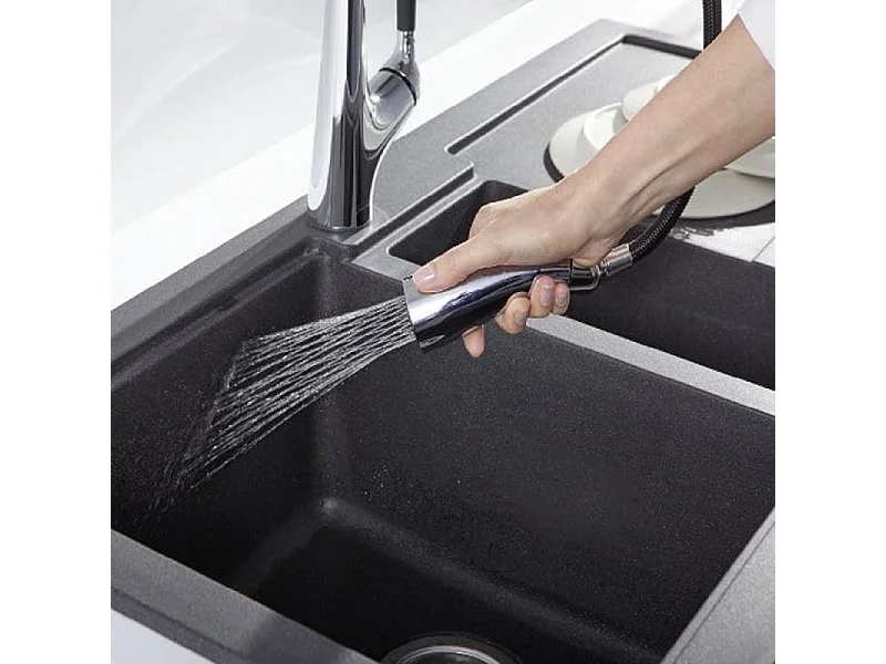 JACOB DELAFON Mitigeur cuisine Malleco Bec haut inox brossé douchette extractible