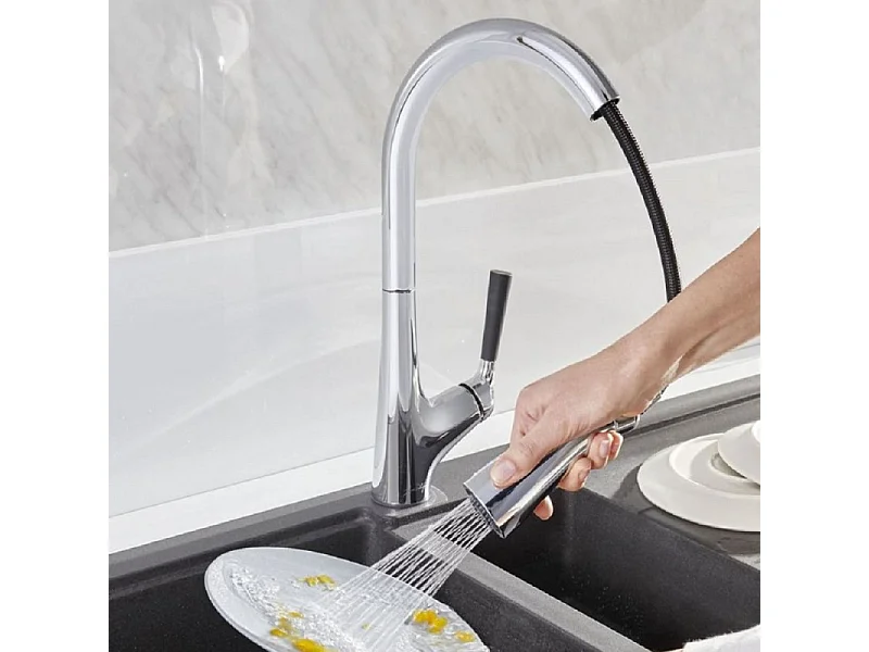 JACOB DELAFON Mitigeur cuisine Malleco Bec haut inox brossé douchette extractible