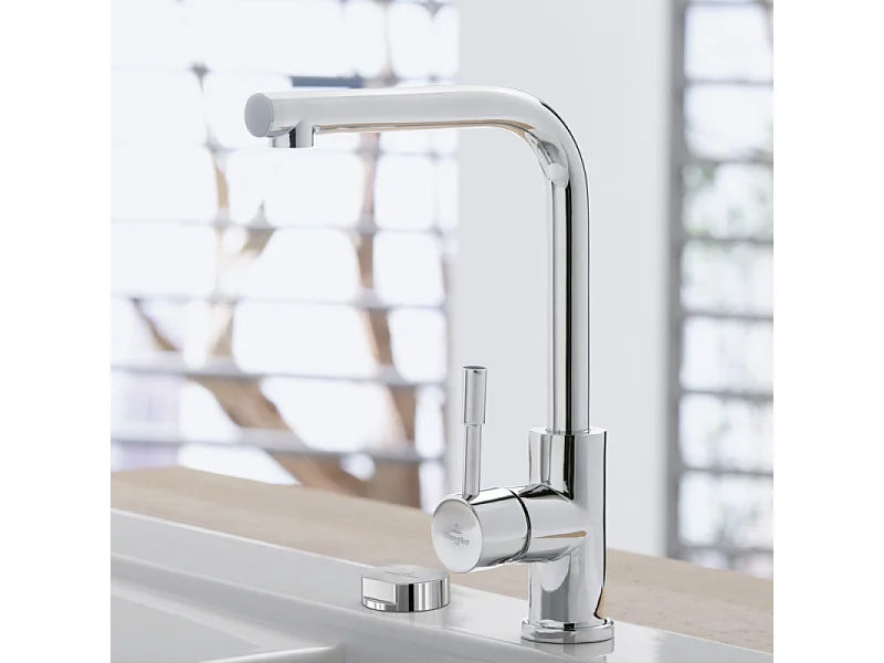 Robinet cuisine VILLEROY ET BOCH Modern Steel acier massif poli