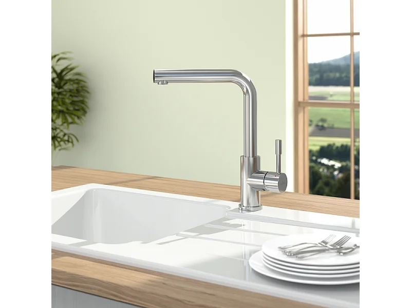 Robinet cuisine VILLEROY ET BOCH Modern Steel acier massif poli