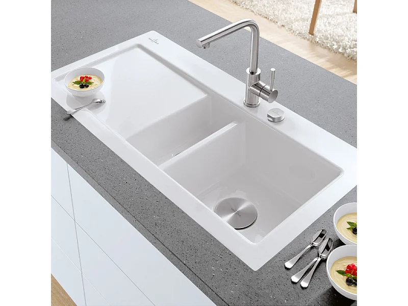 Robinet cuisine VILLEROY ET BOCH Modern Steel acier massif poli