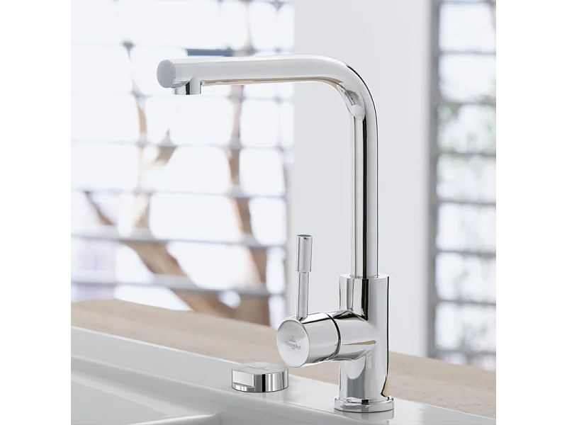 Robinet cuisine VILLEROY ET BOCH Modern Steel acier massif poli