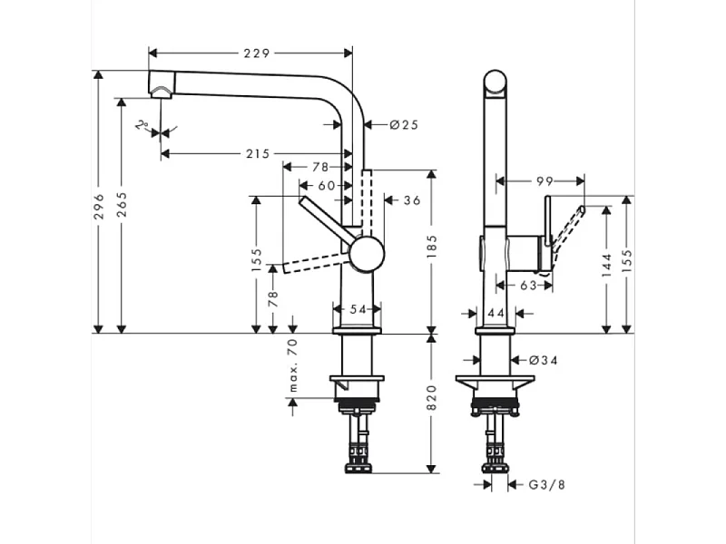 HANSGROHE Talis M54 270 grifo de cocina cromado