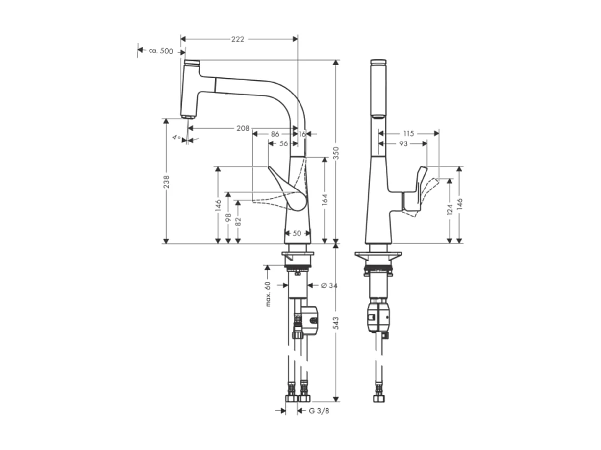 Robinet de cuisine avec douchette HANSGROHE Metris Select M71 240 chromé