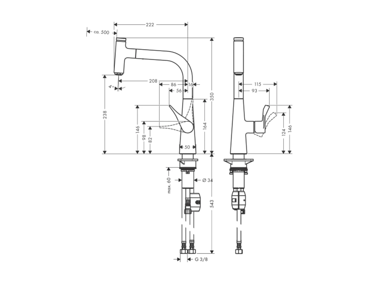 Robinet de cuisine avec douchette HANSGROHE Metris Select M71 240 chromé