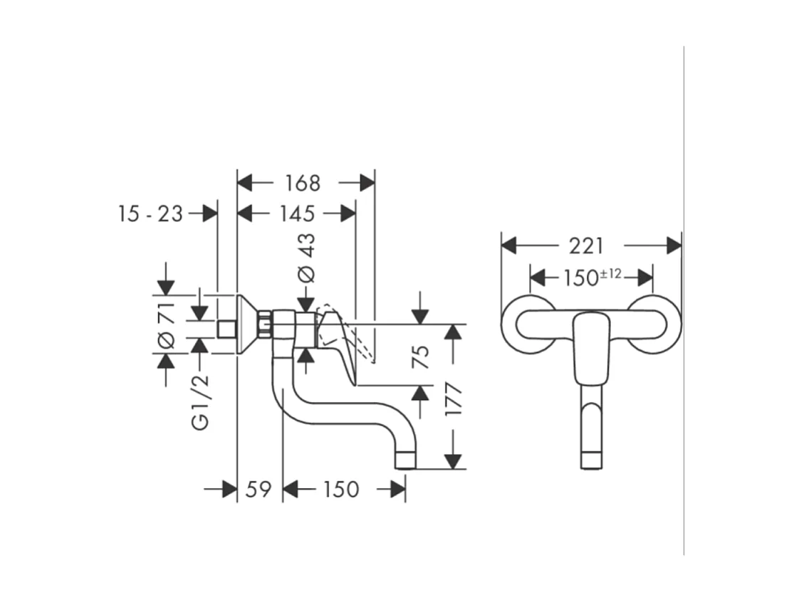 Robinet de cuisine mural HANSGROHE Logis M31 chromé