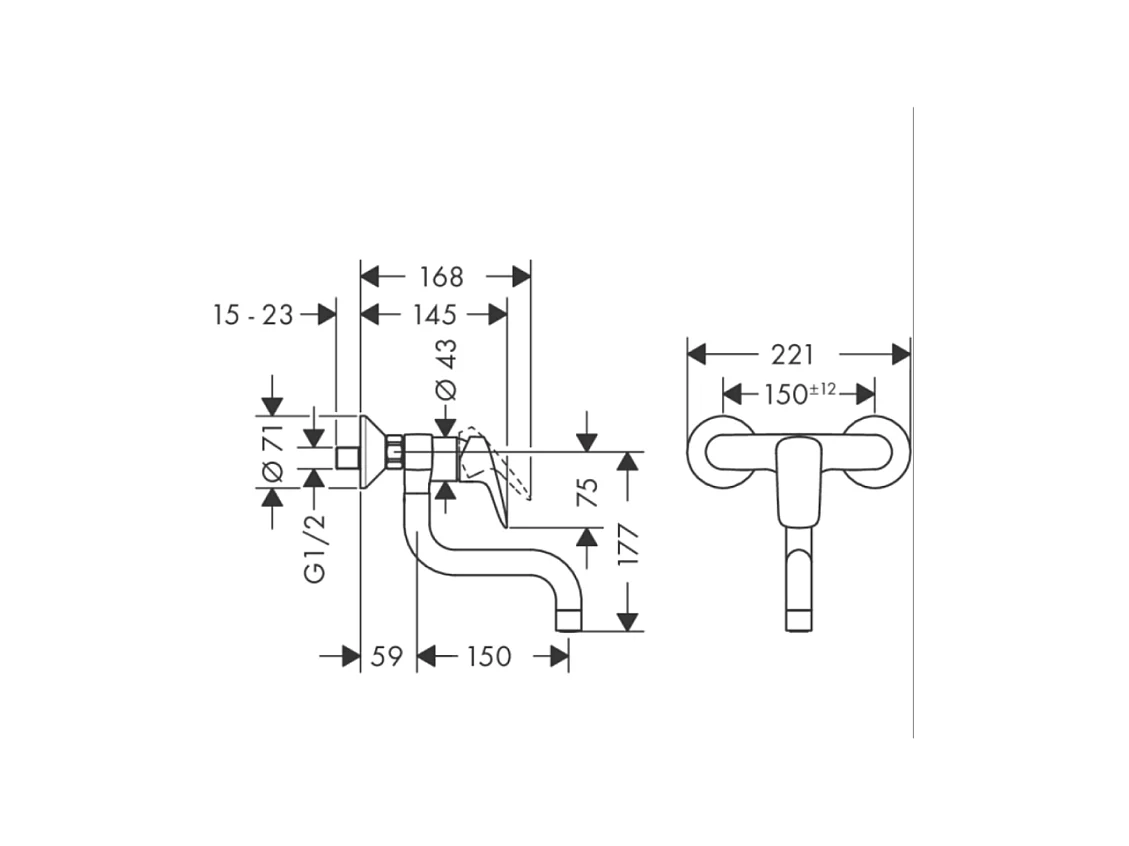 Robinet de cuisine mural HANSGROHE Logis M31 chromé