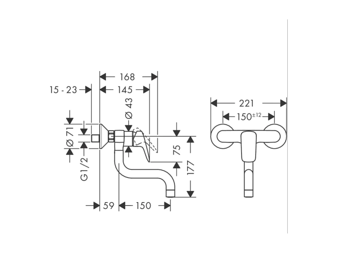 Robinet de cuisine mural HANSGROHE Logis M31 chromé