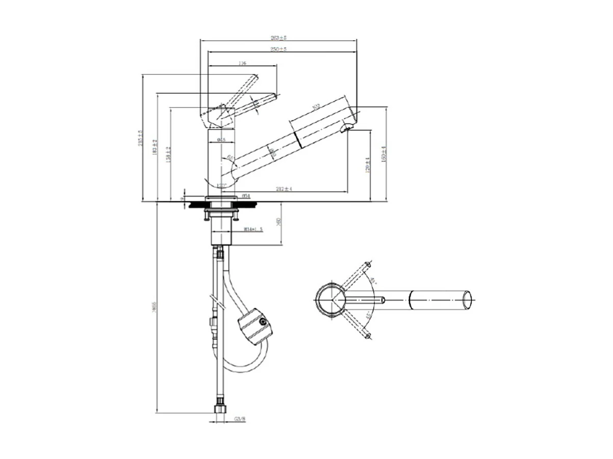 Robinet cuisine rabattable VILLEROY ET BOCH Como Shower window Inox + nettoyant