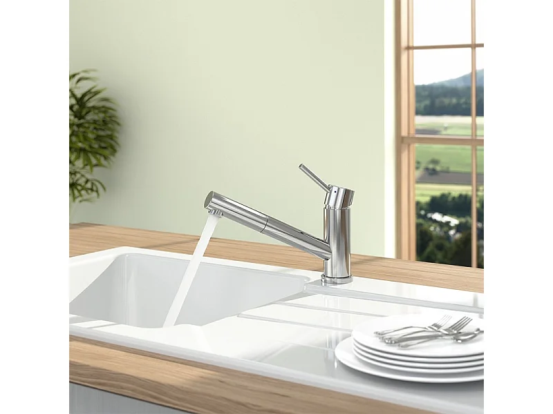 Robinet cuisine rabattable VILLEROY ET BOCH Como Shower window Inox + nettoyant