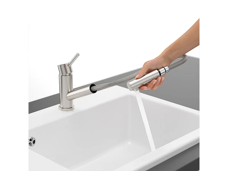Robinet cuisine rabattable VILLEROY ET BOCH Como Shower window Inox + nettoyant