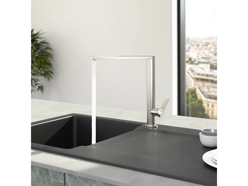 Robinet cuisine VILLEROY ET BOCH Finera acier massif + nettoyant