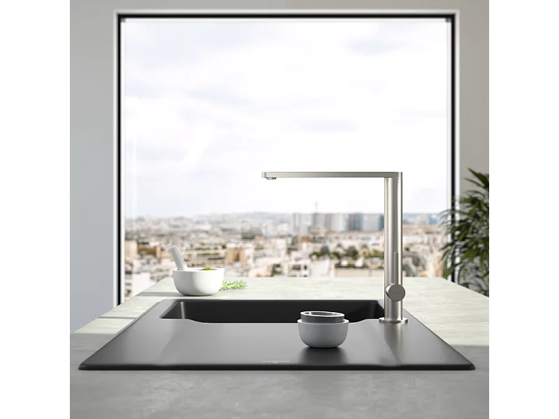 Robinet cuisine VILLEROY ET BOCH Finera acier massif + nettoyant