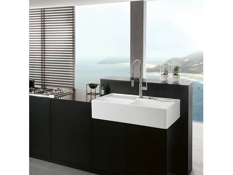 Robinet cuisine VILLEROY ET BOCH Steel expert 2.0 acier massif + nettoyant