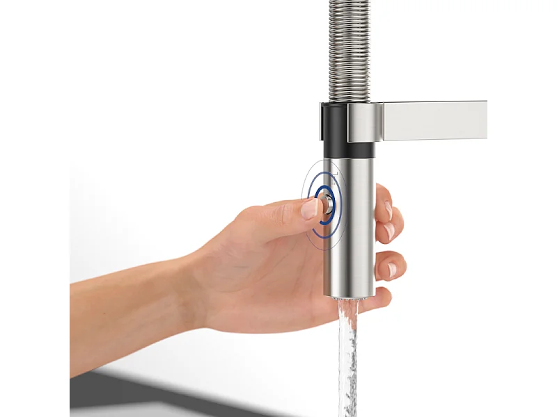 Robinet cuisine VILLEROY ET BOCH Steel expert 2.0 acier massif + nettoyant