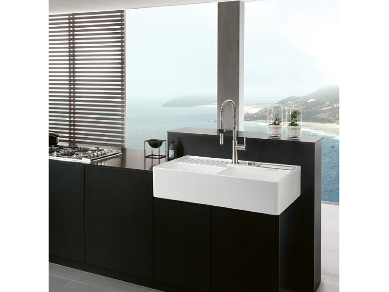 Robinet cuisine VILLEROY ET BOCH Steel expert 2.0 acier massif + nettoyant