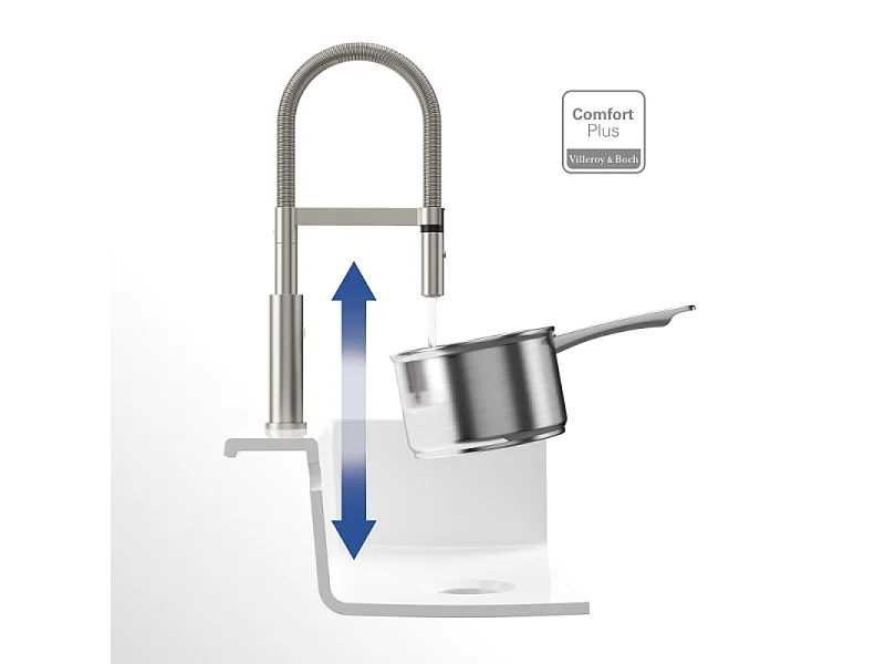 Robinet cuisine VILLEROY ET BOCH Steel expert 2.0 acier massif + nettoyant