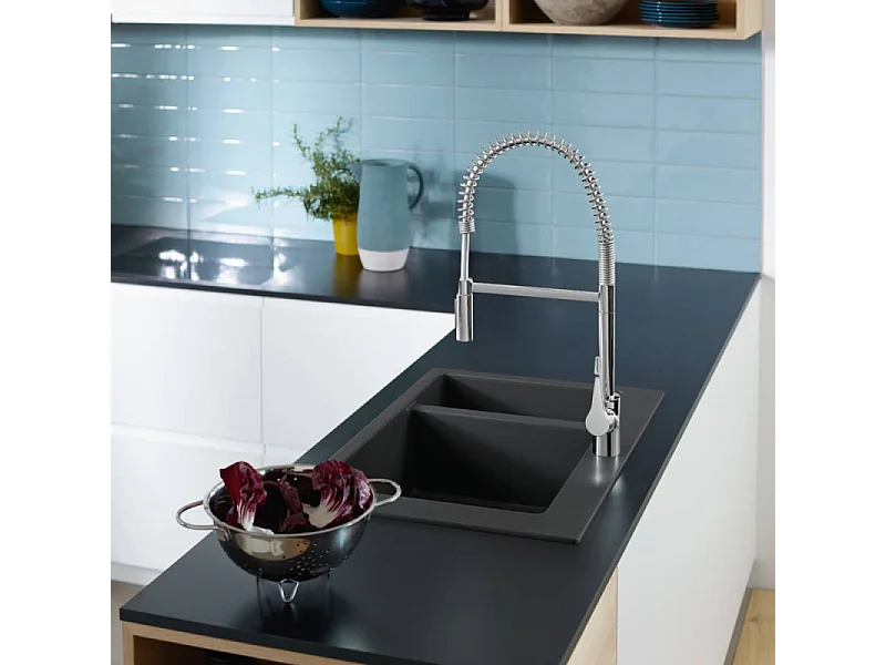 Robinet de cuisine semi-pro XXL HANSGROHE Cento 2 jets chromé
