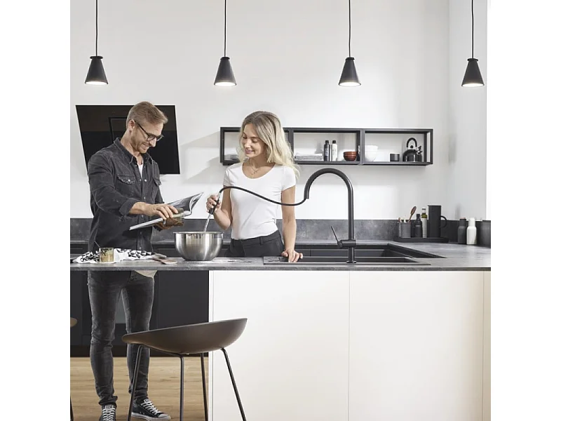 Grifo de cocina con ducha HANSGROHE Talis M54 210 2 chorros negro mate