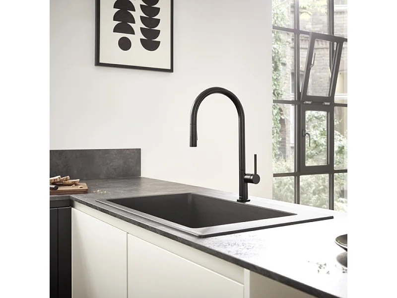 Robinet de cuisine avec douchette HANSGROHE Talis M54 210 2 jets noir mat