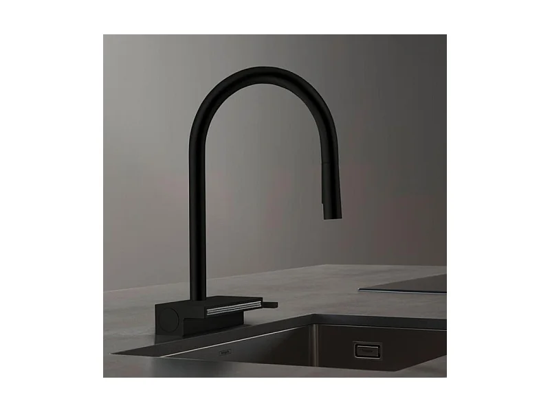 Robinet de cuisine avec douchette HANSGROHE Aquno Select M81 170 sBox 3 jets noir mat