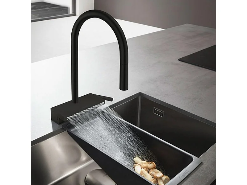 Robinet de cuisine avec douchette HANSGROHE Aquno Select M81 170 sBox 3 jets noir mat