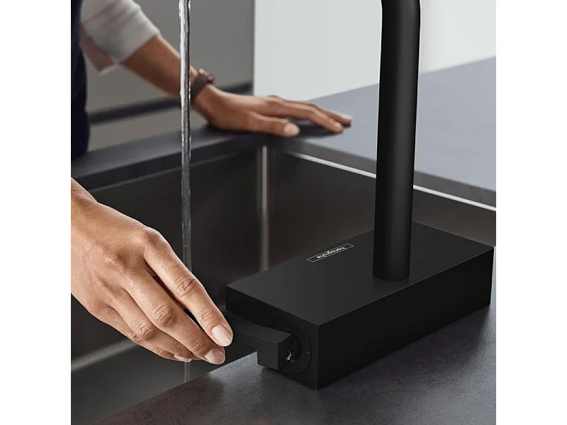 Robinet de cuisine avec douchette HANSGROHE Aquno Select M81 170 sBox 3 jets noir mat