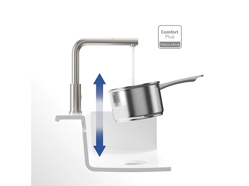 VILLEROY ET BOCH Grifo de cocina para ducha de acero macizo