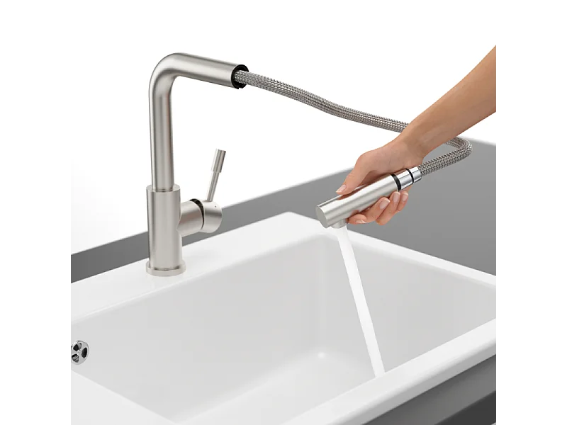 VILLEROY ET BOCH Grifo de cocina para ducha de acero macizo