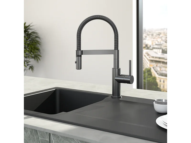 Robinet cuisine VILLEROY ET BOCH Steel expert compact anthracite