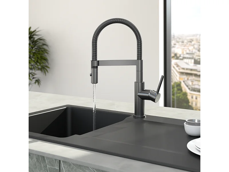 Robinet cuisine VILLEROY ET BOCH Steel expert compact anthracite