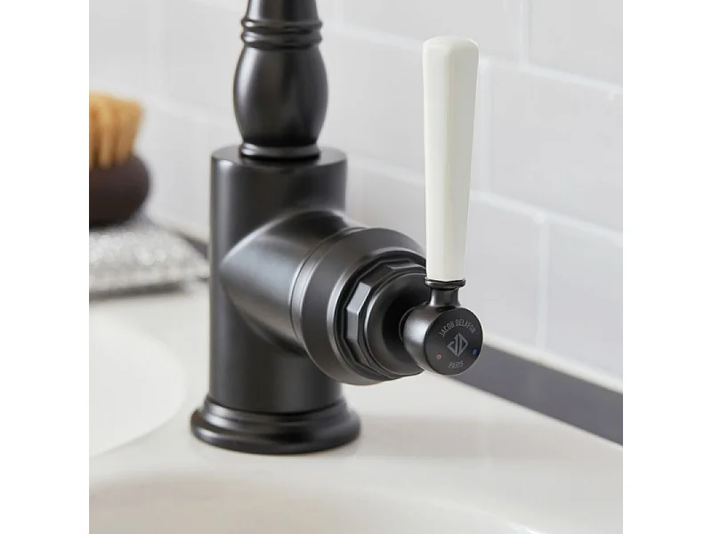 Mitigeur cuisine JACOB DELAFON Cleo, Bec haut, noir mat