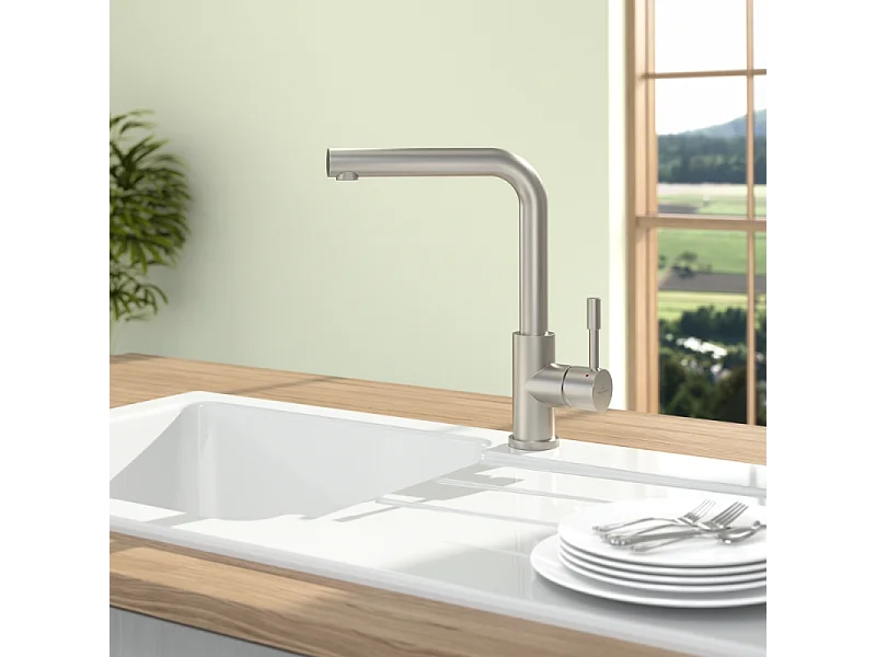Robinet cuisine VILLEROY ET BOCH Modern Steel acier massif