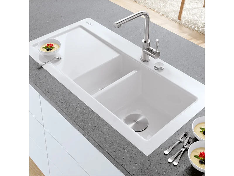 Robinet cuisine VILLEROY ET BOCH Modern Steel acier massif