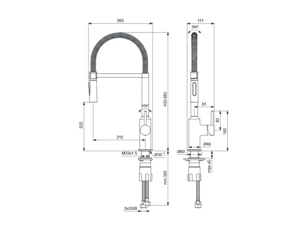 Robinet de cuisine IDEAL STANDARD semi-pro Ceralook chrome + Nettoyant