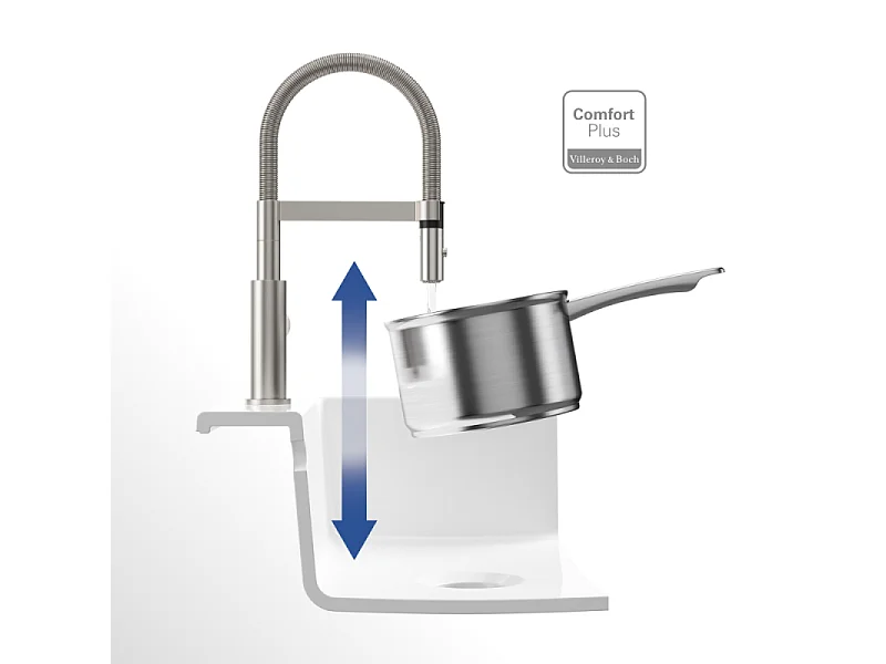 Robinet cuisine VILLEROY ET BOCH Steel expert compact acier massif