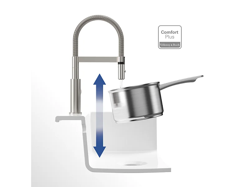 Robinet cuisine VILLEROY ET BOCH Steel expert compact acier massif