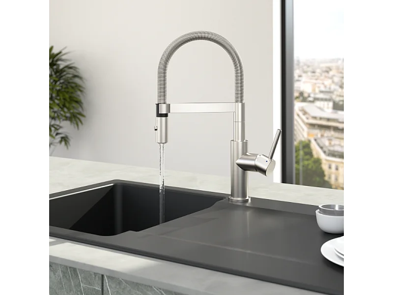 Robinet cuisine VILLEROY ET BOCH Steel expert compact acier massif