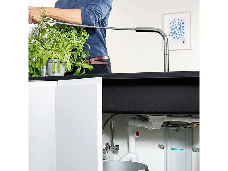 Robinet de cuisine avec douchette HANSGROHE Metris Select M71 240 sBox 2 jets aspect acier inox